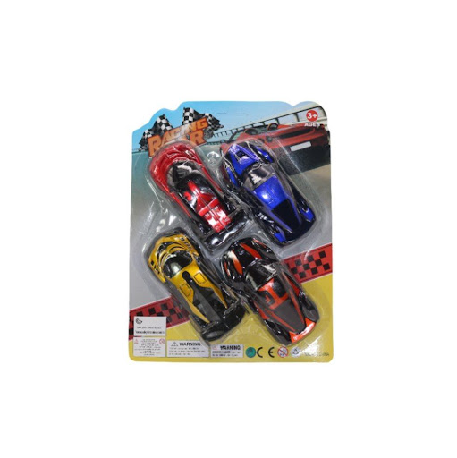 Carritos De Carrera Racing X 4 Blister Plasticos Asociados  x 1 Set de cuatro carritos de carreras impulsados por fricción. Perfectos para horas de entretenimiento, fomentan el desarrollo cognitivo y de motricidad en los niños.