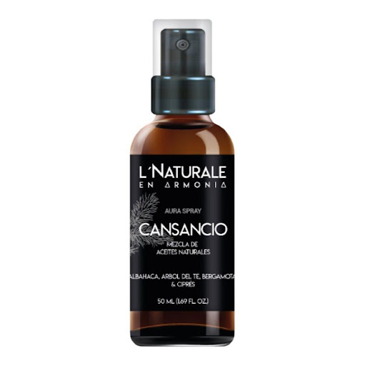 AURA SPRAY CANSANCIO 50ML NATURALE AURA SPRAY CANSANCIO 50ML x 1 UNA MEZCLA NATURAL DISEÑADA PARA ALIVIAR LA SENSACIÓN DE CANSANCIO Y APORTAR EQUILIBRIO. LA ALBAHACA ES RECONOCIDA POR SUS EFECTOS CALMANTES TRADICIONALMENTE ASOCIADOS A LA REDUCCIÓN DEL ESTRÉS Y LA T