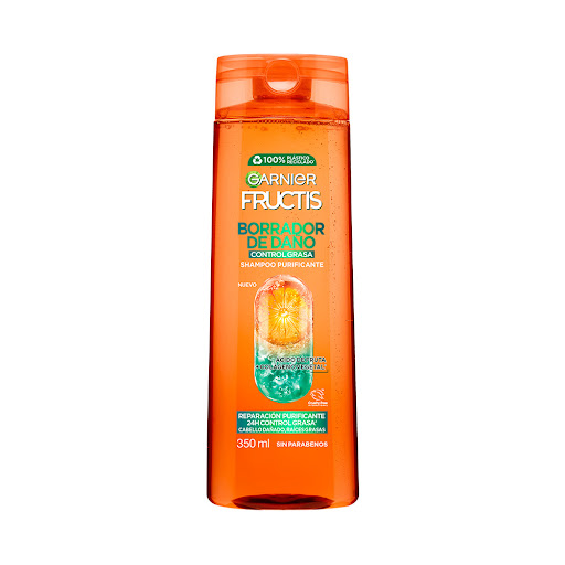 Shampoo Garnier Fructis Borrador De Daño Control Grasa Cabello Dañado Y Oleoso Frasco x 350 ml