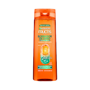 Shampoo Garnier Fructis Borrador De Daño Control Grasa Cabello Dañado Y Oleoso Frasco x 350 ml  