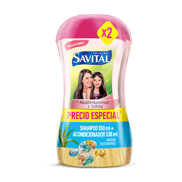 Shampoo Savital Multivitamínico x 550 ml + Acondicionador x 530 ml  