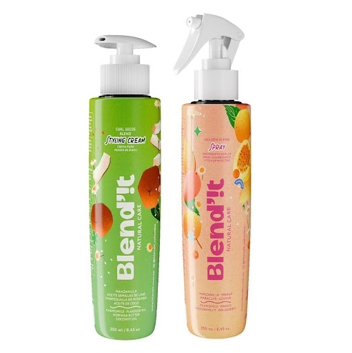 Dúo Rizos Definidos Niños Blend´it– Spray Desenredante 250ml y Crema para Peinar de Rizos 250ml Blend´it  2x250ml x 2 Dúo natural sin sulfatos – definición, hidratación y control del frizz;
Spray desenredante con frutas tropicales y crema para peinar con lino y moringa. Define, hidrata y protege rizos naturales sin s
