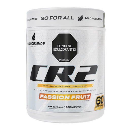 CR 2 Creatina Passion Fruit MACROBLENDS x 360g MACROBLENDS Tarro x 360gr x 1 und Creatina Passion Fruit MACROBLENDS es una mezcla de creatinas (Monohidrato y HCL) 5g con adición de Betaína, extracto de canela, HMB y pimienta negra; que ayuda a mejorar el rendimiento del ejercicio,