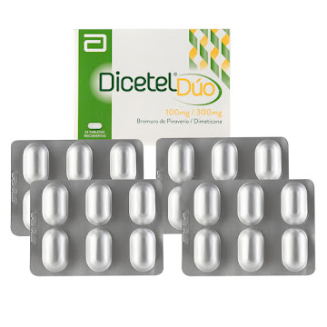 Dicetel Duo Pinaverio + Dimeticona 100/300mg Abbott Caja x 24 Tabletas  