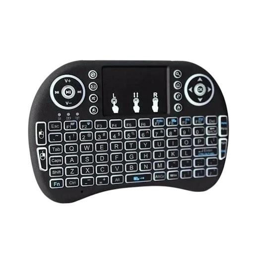 Teclado Inalámbrico con Mouse Touch y Para Smart TV, PC y Tablet GENERICO Unidad x 1 Con el Mini Teclado Mouse Inalambrico olvídese de cables y navegue confortablemente controlando sus dispositivos gracias a su conexión inalambrica avanzada. Puede controlar su televisor desde el extre
