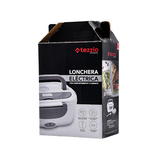 Lonchera Eléctrica Tezzio Tezzio Caja x 1 Mantén tus alimentos a la temperatura deseada, evita las ondas emitidas por el microondas, lo cual lo hace mas amigable para la salud, el contenedor interior es separable y lavable.Práctico para lleva