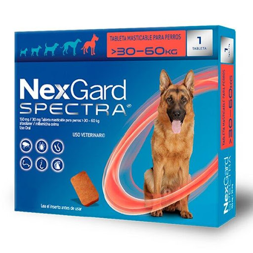 NEXGARD C SPECTRA 30-60 KG Boehringer  x 1 En perros para el tratamiento de las infestaciones por pulgas y garrapatas, así como la prevención de la dirofilariosis y/o el tratamiento de infestaciones por nematodos gastrointestinales de las sigu