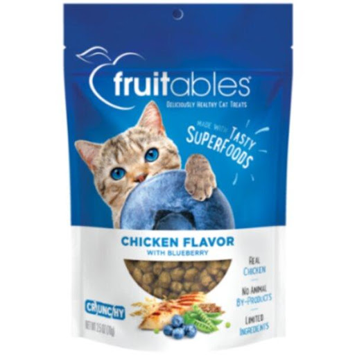 SNACK FRUITABLES F POLLO Y ARANDANOS 70 GR SNACK FRUITABLES  x 1 Snacks naturales para gatos con auténtico pollo y arándanos. Crujientes por fuera y suaves por dentro, sin colorantes ni sabores artificiales.