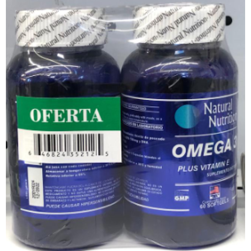 Omega 3 Plus Vitamin E 1000 mg Natural Nutrition Frasco x 60 Cápsulas