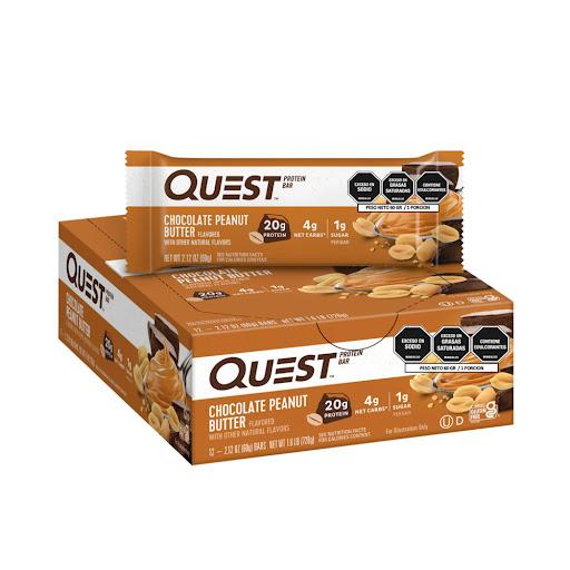 Barra de proteina chocolate pasta de mani QUEST NUTRITION bolsa x 1 barra con sabor a chocolate PASTA DE MANI, ideal para acompañar con un café en la mañana, contiene menos de un gramo de azucar, deliciosa e irresistible que podras llevar a todos tus compromisos, snac