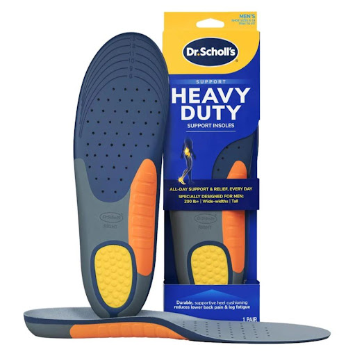 Plantilla Dr. Scholl´s de Soporte Hombres Grandes y Pesados x 2 Unid Dr. Scholl´s Caja x 2 La plantilla Dr. Scholl's Heavy Duty Support brinda soporte y alivio todo el día a hombres de más de 100 kilos, altos o con pies anchos. Su amortiguación extra en el talón reduce el dolor lumbar y la 