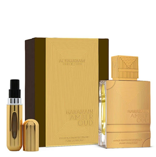 AL HARAMAIN AL HARAMAIN AMBER OUD GOLD EDITION EXTREME PURE PERFUME 100ML + PORTABLE REFILLABLE MINI 10ML AL HARAMAIN AL HARAMAIN AMBER OUD GOLD EDITION EXTREME PURE PERFUME 100ML + PORTABLE REFILLABLE MINI 10ML x 100 ML Fragancia de la familia olfativa Oriental Amaderada para Hombres y Mujeres. Esta fragrancia es nueva. Amber Oud Gold Edition Extreme Pure Perfume se lanzó en 2022. Las Notas de Salida son bergamota y 