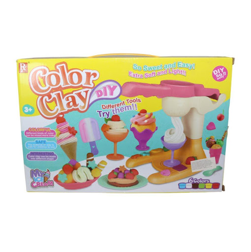 Plastilina Fabrica De Helados Color Clay Caja Plasticos Asociados  x 1 Este mágico set de plastilina Fábrica de Helados permite a los niños disfrutar de horas de creatividad mientras recrean deliciosos y divertidos helados en plastilina. Gracias a los moldes y masas de d
