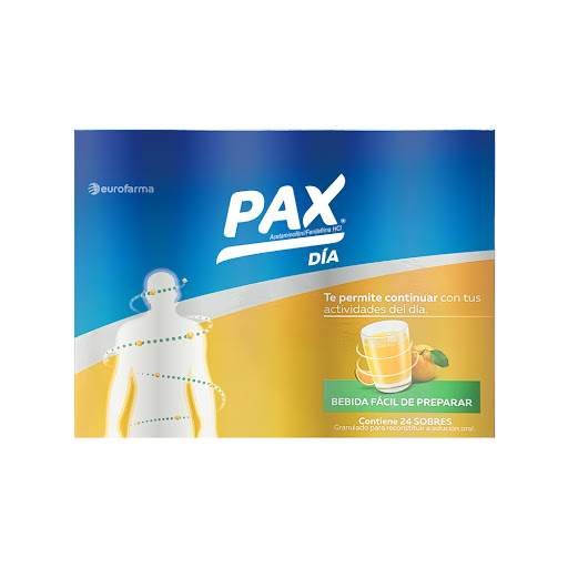 Pax Día Naranja Acetaminofen + Fenilefrina 0,5g/0,01g Eurofarma Caja x 24 Sobres