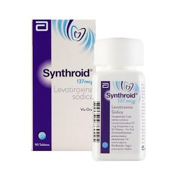 Synthroid Levotiroxina Sódica 137 mcg Abbott Caja x 90 Tabletas  
