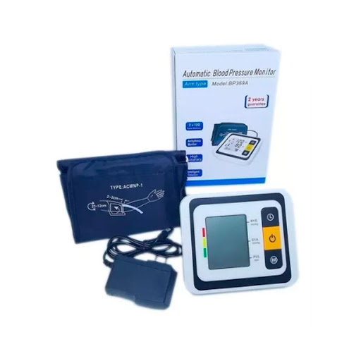 TENSIOMETRO DIGITAL BP 369 SPACE  x 1 Tensiómetro automático de brazo con tecnología oscilométrica, diseñado para medir con precisión la presión arterial y el pulso. Cuenta con pantalla LCD de gran tamaño, inflado y desinflado automáticos