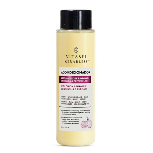  Acondicionador De Crecimiento Con Cebolla Y Cúrcuma 450ml VITASEI BEAUTYBOOST Frasco x 1 ¿Tu cabello se enreda fácilmente, luce opaco o tiene puntas abiertas? Este acondicionador transforma la apariencia y textura de tu cabello desde la primera aplicación.

Su fórmula enriquecida con cebo