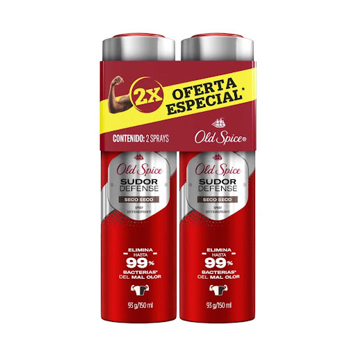 Antitranspirante En Spray Old Spice Seco Seco Lata 186gr x 2 und