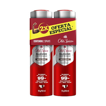 Desodorante Antitranspirante Old Spice Hombre Spray Sudor Defense Seco 93 gr Botella x 2 und  
