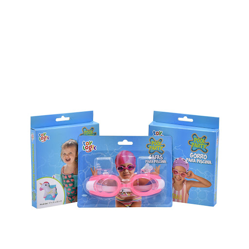 Kit de Natación Gafas + Gorro + Flotadores De Brazos Para Niña Toy Logic Caja x  Gorro de natación ajustable Silicona de alta resistencia para estirar a cualquier tamaño Disfruta días enteros de piscina sin miedo a maltratar el cabello con los químicos Diseño creativo y gracioso m