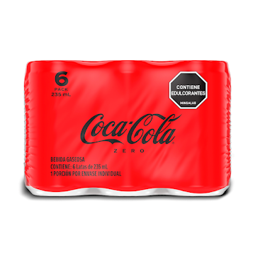 Gaseosa Coca-Cola Zero Lata 235 ml x 6 und  