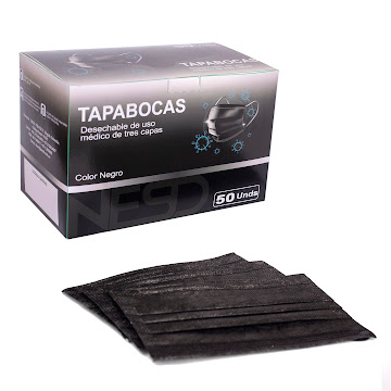 Tapabocas Nesd Desechables Negro Caja x 50 und  