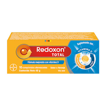 Redoxon Total Vitamina C + D + Zinc Bayer Caja x 10 Comprimidos  