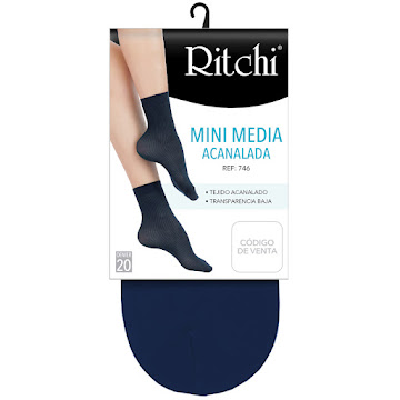 Medias Ritchi Mini Acanalada Lycra Única Negro x 1 und  