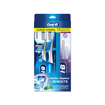 Kit  2 Cepillos De Dientes Oral B 7 Beneficios + Pasta Dental Oral B 3d White Caja x 2 und  