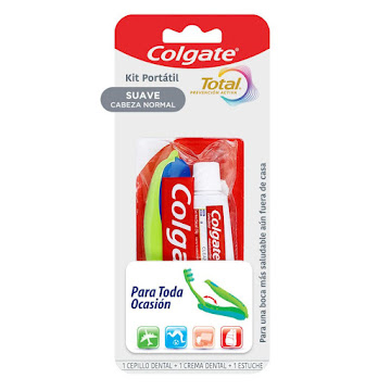 Kit Crema Dental y Cepillo de dientes Colgate Total Portatil Blíster x 2 und  