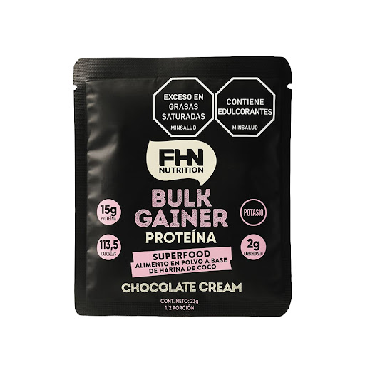 Proteína En Polvo Bulk Gainer FHN Sabor Chocolate Cream Sachet x 23 gr