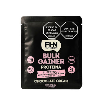 Proteína En Polvo Bulk Gainer FHN Sabor Chocolate Cream Sachet x 23 gr  