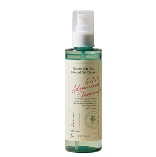 AXIS-Y | Limpiador Facial en Gel de Quinoa 180 mL AXIS-Y CAJA x 1 Limpia profundamente y elimina maquillaje, impurezas y exceso de sebo en un solo paso.
Mantiene el equilibrio natural de la piel gracias a su pH 5.5, sin resecar.
Aporta hidratación y deja la piel fre