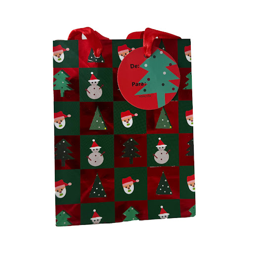 Bolsa De Regalo Navidad Roja Árboles x 1 und