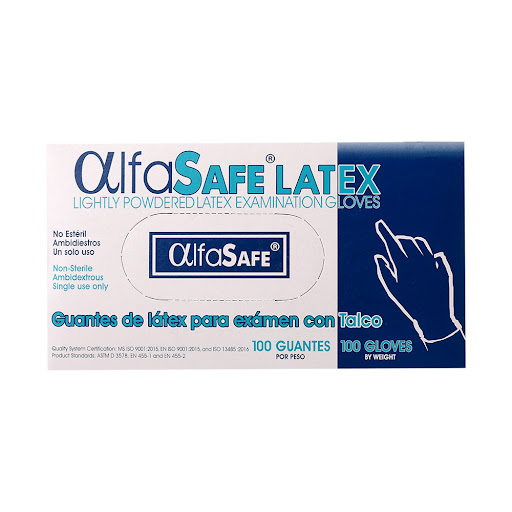 Guante de Latex de Exámen Alfasafe Talla S Caja x 100 und