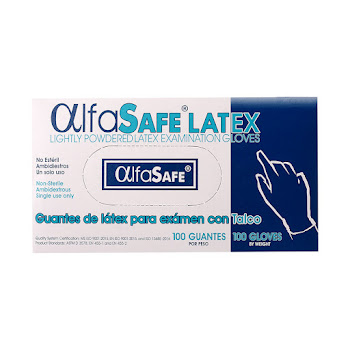 Guante de Latex de Exámen Alfasafe Talla S Caja x 100 und  