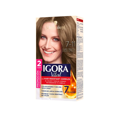 Tinte Igora Vital 7-11 Rubio Mediano Cenizo Intenso Caja x 1 und