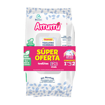 Toallitas Húmedas   Arrurrú Suavidad y Humectación x 126 und 