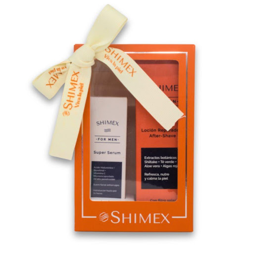 Kit Super serum for men x 30 ml + Loción reparadora - After shave x 100 ml SHIMEX 30 ML, 100 ML x 2 Super serum for men: El Super Serum Facial de Shimex hidrata, revitaliza y unifica el tono de tu piel. Su fórmula con ácido hialurónico, vitamina C, Bioretinol y AcquaBio ayuda a reducir arrugas y man