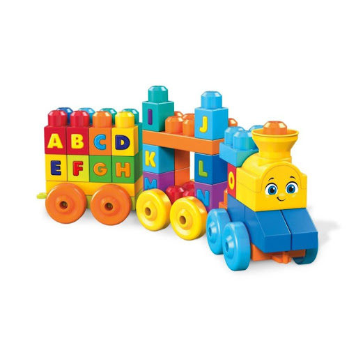 Mega bloks Abc Tren De Aprendizaje (60 Piezas) Mega Bloks  x 1 Combina bloques de construcción con letras del abecedario, ideal para aprender mientras se juega. Incluye piezas con ruedas y bloques decorados con colores llamativos.