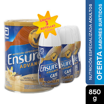 Ensure Advance Vainilla x 850 gr + Ensure Advance Coffee Rpb 220 ml x 3 und undefined