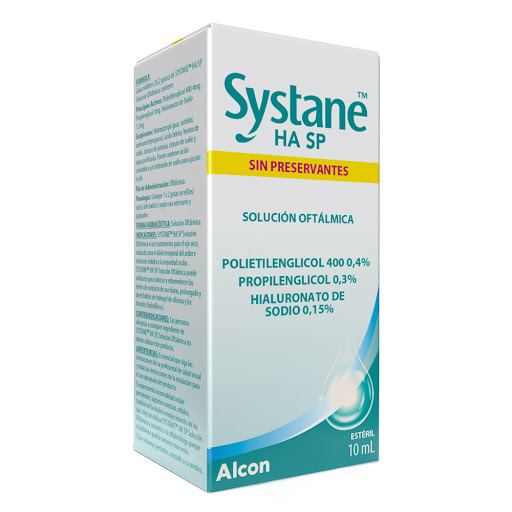 Polietilenglicol 400 + Propilenglicol 0,4%/0,3% Systane HA SP Alcon Solución Oftálmica Frasco x 10ml