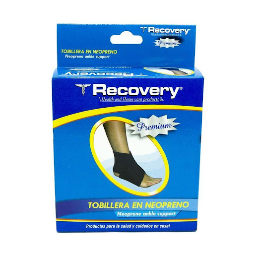 Brace Tobillo Neopreno Recovery Large Recovery Individual x 1 Brace de tobillo en neoprene Recovery en talla large, para lesiones y esquinces leves del tobillo