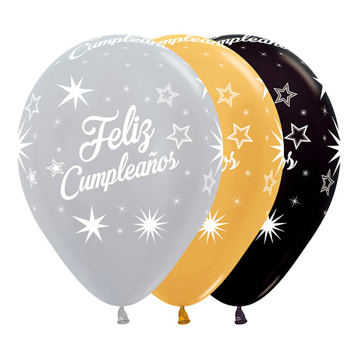 Globos Sempertex Feliz Cumpleaños Destellos x 12 und
