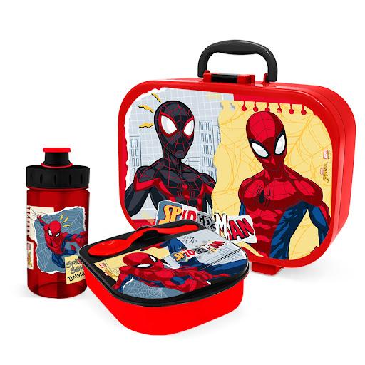 Lonchera Spiderman  WANTU CAJA x 1 Lonchera Plástica Spiderman , con Contenedor y Botella