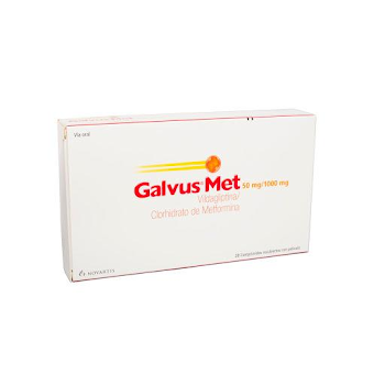 Galvus Met Vildagliptina + Clorhidrato de Metformina 50/1000mg Novartis Caja x 28 Comprimidos  