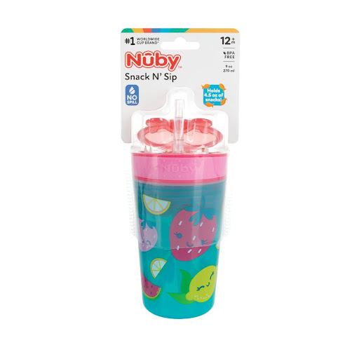 Vaso De Plástico Para Aperitivos Y Bebidas 2 En 1-270Ml Frutas Nuby Blister x 1 ĦTransporta bebidas y snacks en un solo vaso! La taza de refrigerio tiene capacidad de 4.5 oz, ideal para mantener todo lo que tu pequeño necesita en un solo lugar mientras disfruta de sus alimentos.