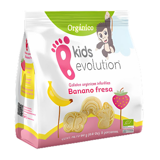 Galletas Orgánicas Kids Evolution Infantiles Banano Fresa Bolsa x 80 gr