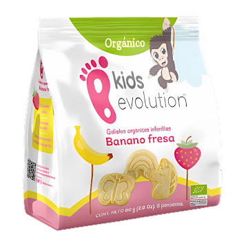 Galletas Orgánicas Kids Evolution Infantiles Banano Fresa Bolsa x 80 gr  