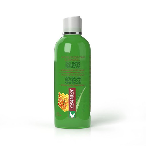 Baño Corporal & Shampoo con Aloe, Miel, Panthenol & Aceites Esenciales LOSANIKA 500g x 1 Fórmula botánica para limpiar piel y cabello en un solo paso. Con aloe, miel, pantenol y aceites esenciales, limpia sin resecar, hidrata y ayuda a calmar irritaciones. Deja piel y cabello suaves y pro